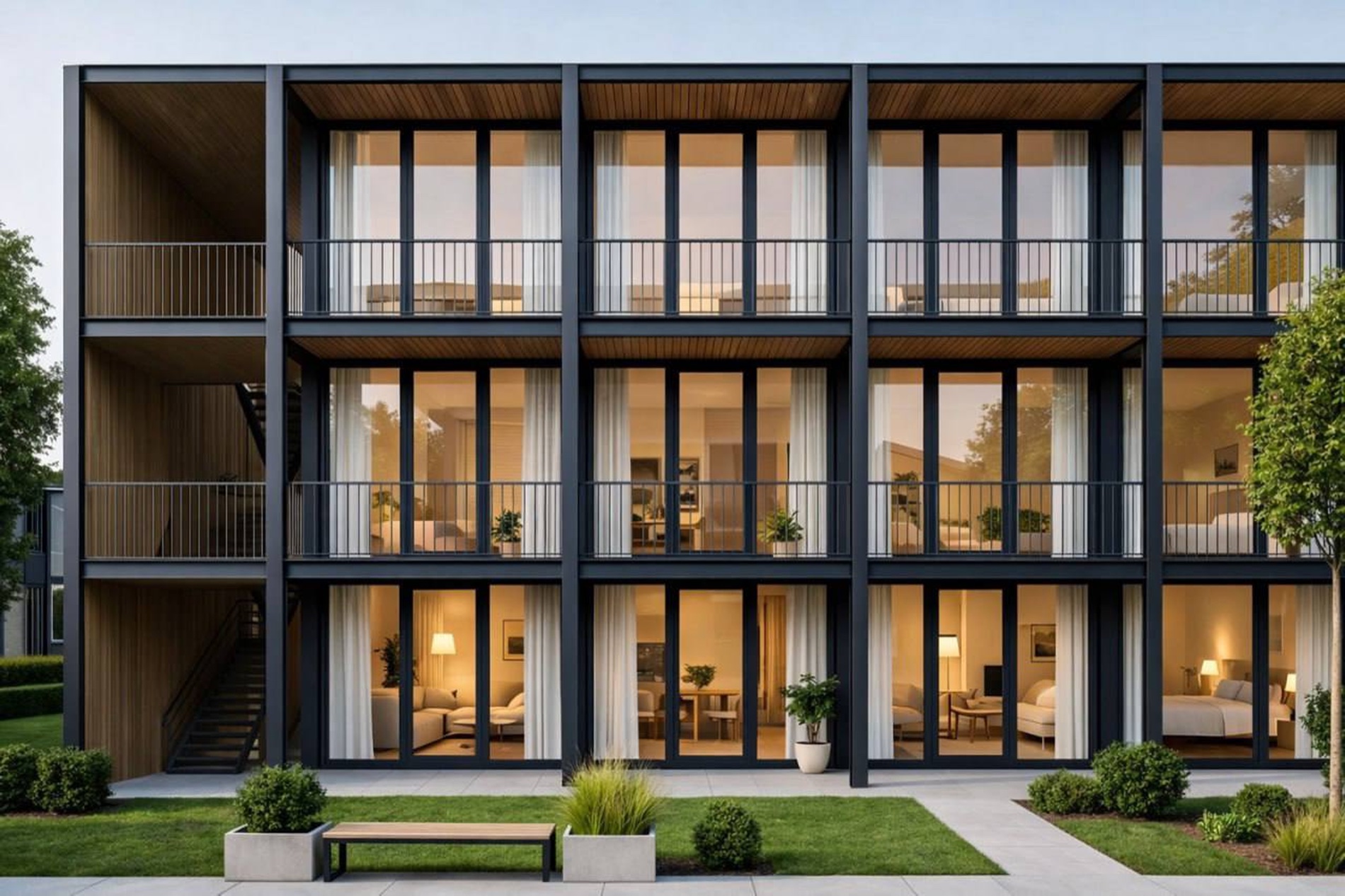 Галерейный жилой комплекс — 02 facade front