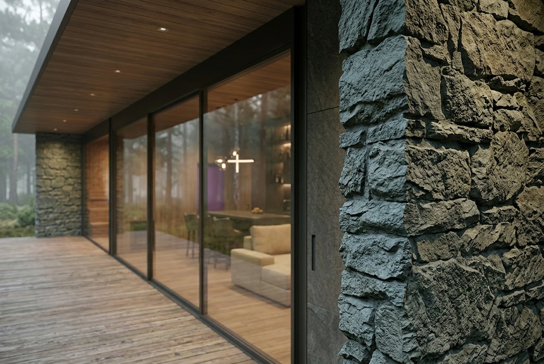 Банный павильон для дружеских встреч — 04 exterior stone detail
